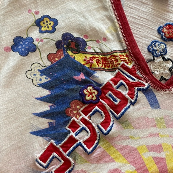 Vintage Y2K Lucky Brand White and Red Graphic Long Sleeve Top Size XL - Picture 11 of 11